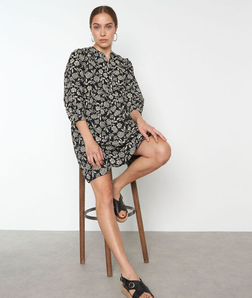 Picture of CALYPSO PRINTED BLACK COTTON SHORT DRESS